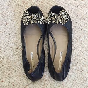 Vera Wang Lavender Label Peep Toe Rhinestone Flat